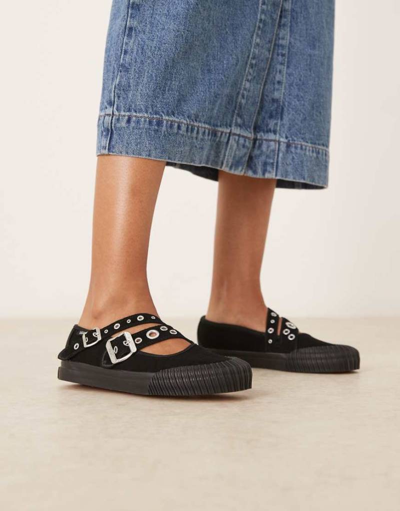 Vans - Mary-Jane-Ballerinas in Schwarz mit überkreuzten Riemen und Schnallendetails von Vans