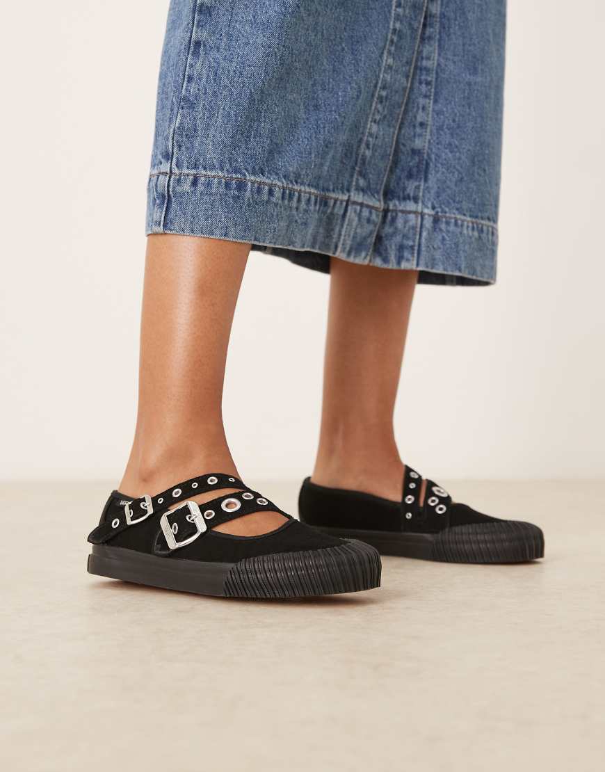 Vans - Mary-Jane-Ballerinas in Schwarz mit überkreuzten Riemen und Schnallendetails von Vans