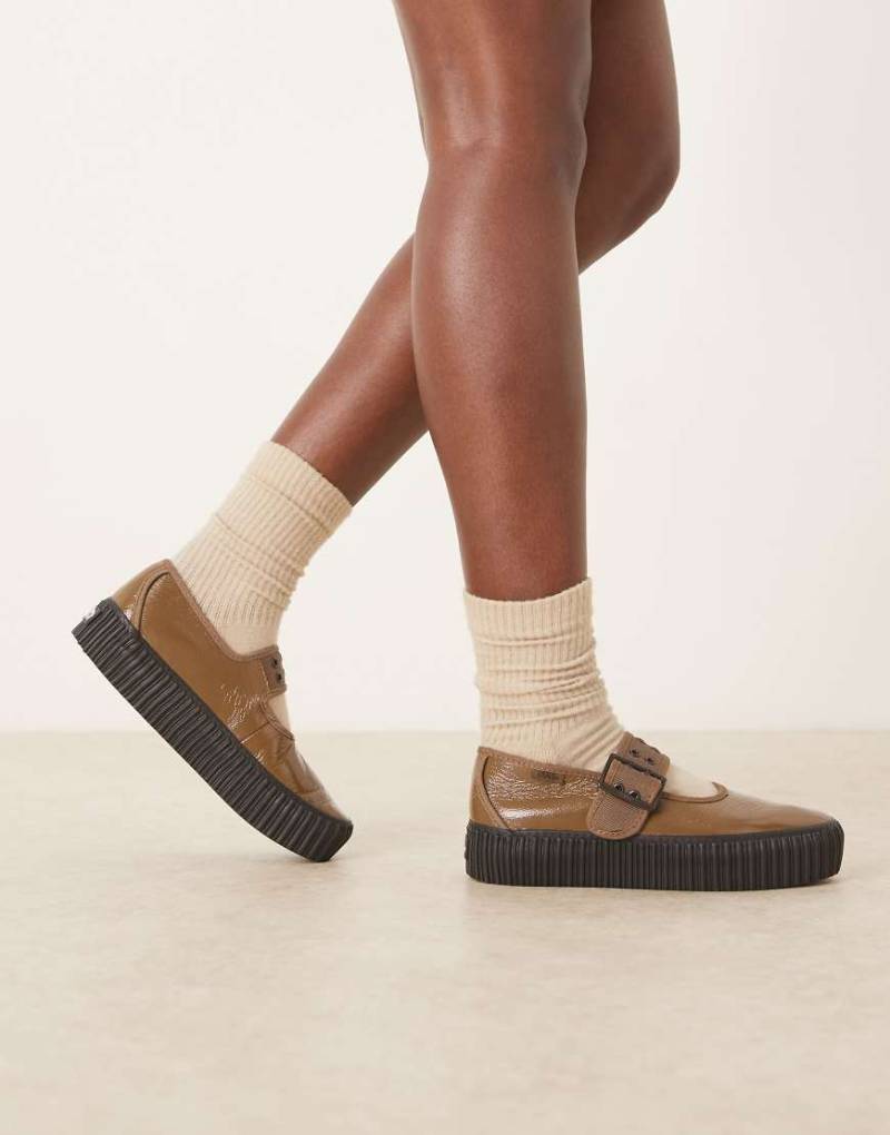 Vans - Mary-Jane-Creepers in Metallic-Braun mit Plateausohle-Brown von Vans
