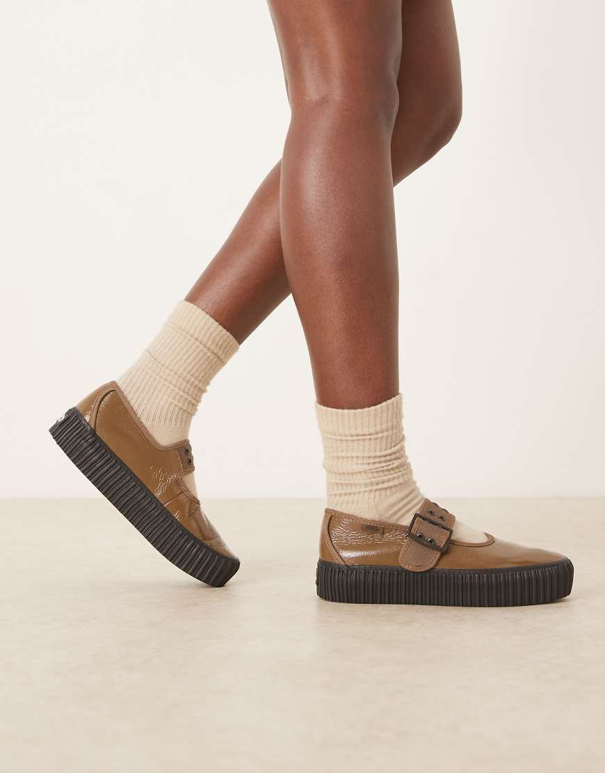 Vans - Mary-Jane-Creepers in Metallic-Braun mit Plateausohle-Brown von Vans
