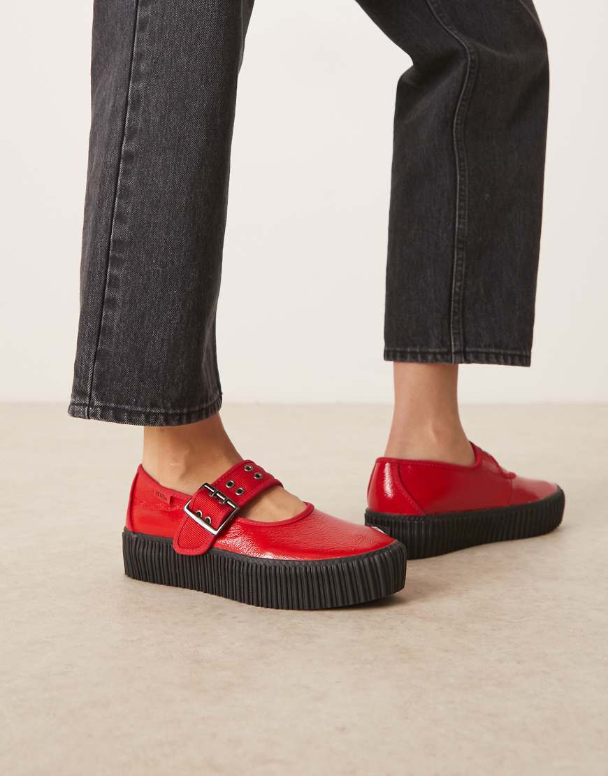 Vans - Mary-Jane-Creepers in Rot-Metallic mit Plateausohle von Vans