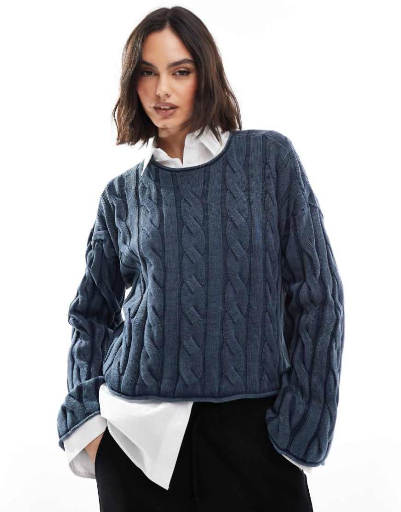 Vans - Mila - Cropped-Strickoberteil in Schwarz mit Zopfmuster von Vans
