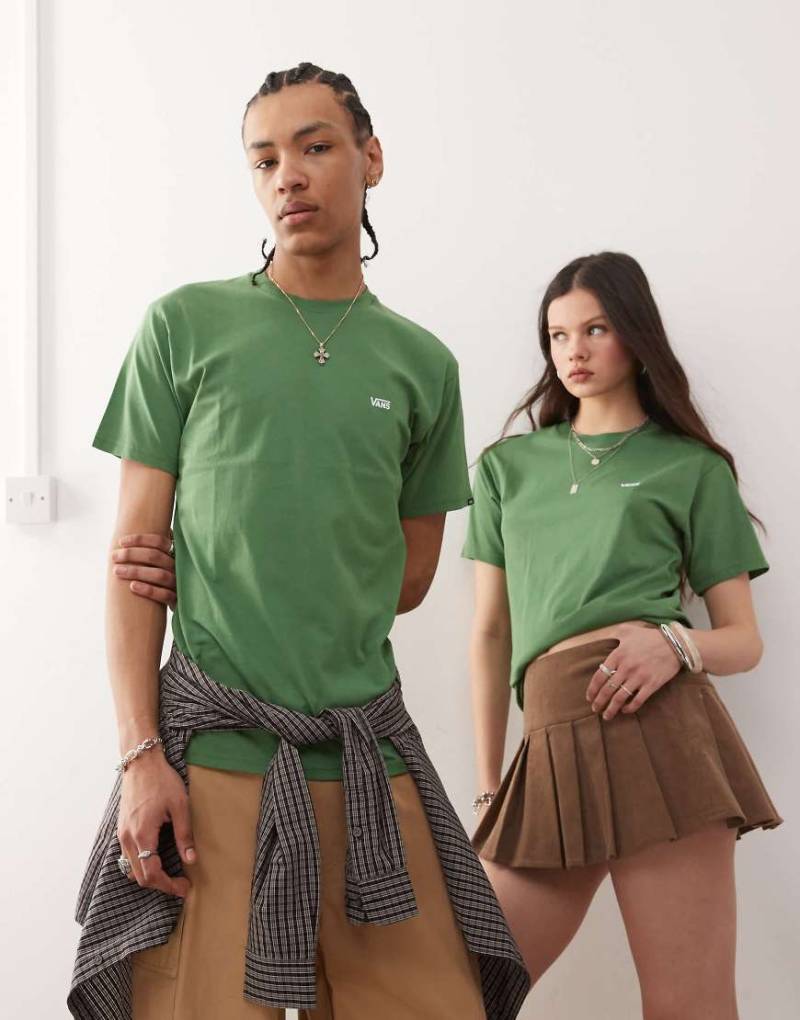 Vans - Normal geschnittenes T-Shirt in Grün mit Logo auf der linken Brust von Vans