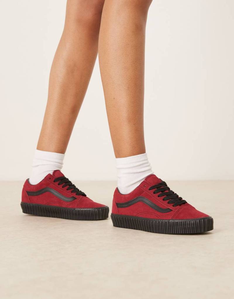 Vans - Old Skool Creeper - Sneaker in Burgunderrot und Rot von Vans