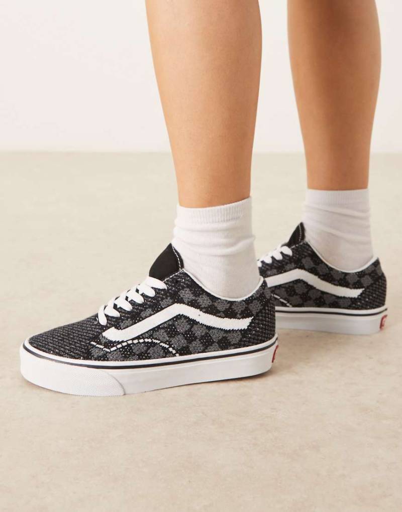 Vans - Old Skool EK - Strick-Sneaker in Schwarz-Grau mit Schachbrettmuster von Vans