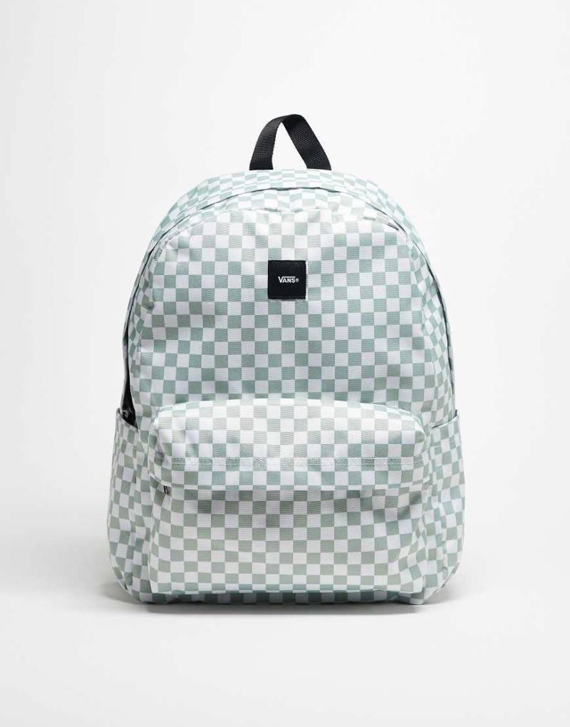 Vans - Old Skool - Karierter Rucksack in Grau-Olivgrün von Vans
