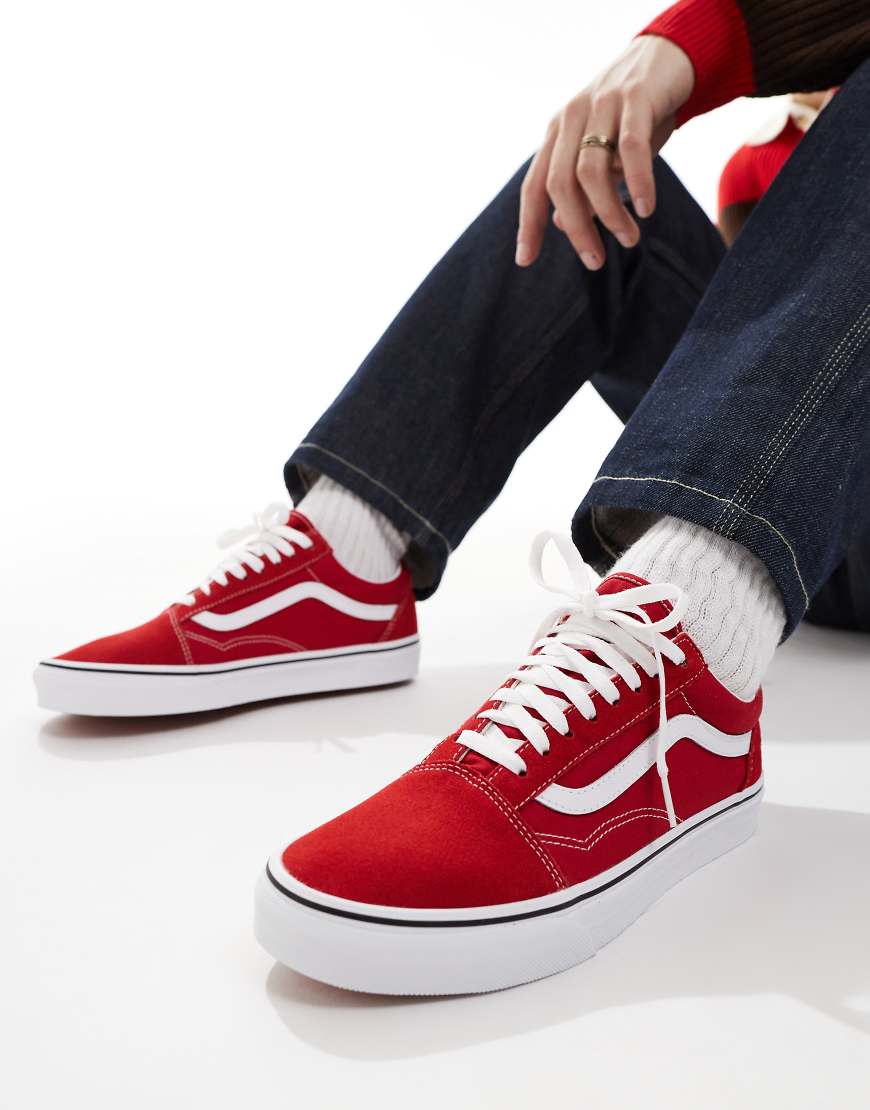 Vans - Old Skool - Sneaker in Racing Red/True White-Weiß von Vans