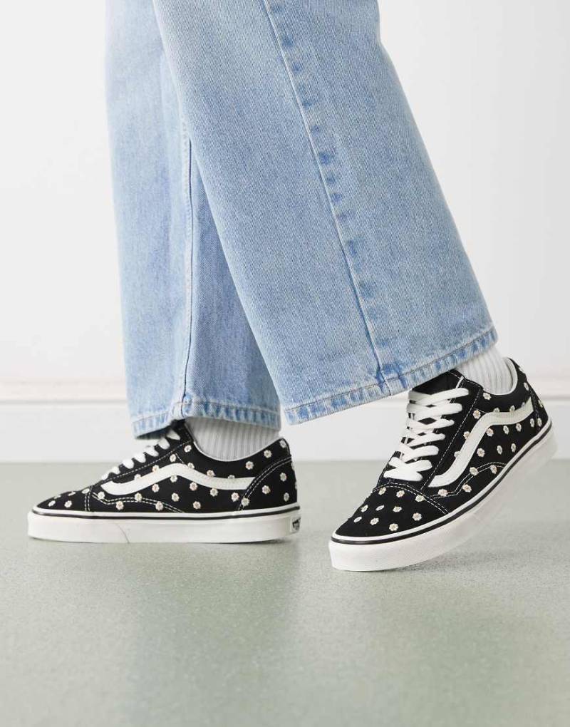 Vans - Old Skool - Sneaker in Schwarz mit floraler Stickerei von Vans