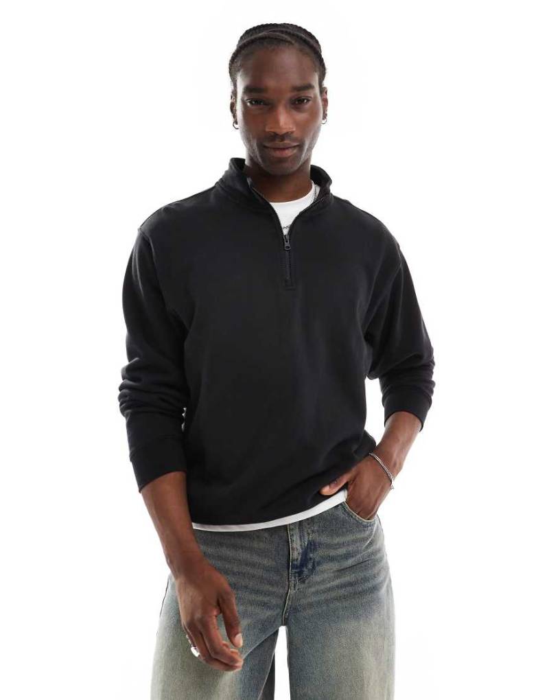 Vans Original - Standards - Fleece-Sweatshirt in Schwarz mit Oversized Fit und kurzem Reißverschluss-Bunt von Vans