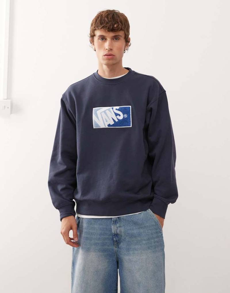 Vans - Original Standards - Zweifarbiger Pullover in der Farbe Parisian Night mit Rundhalsausschnitt-Blau von Vans