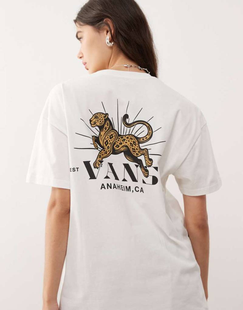 Vans - Oversize-T-Shirt in Marshmallow mit Leoparden-Palmen-Print-Weiß von Vans