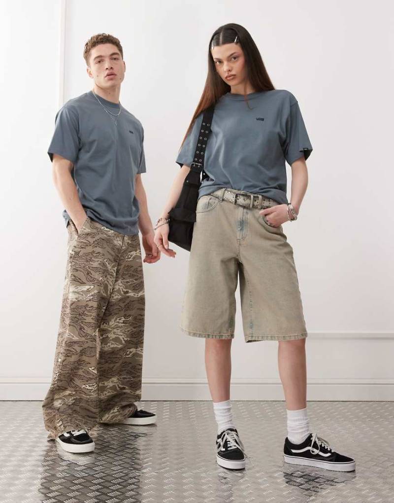 Vans - Oversize-T-Shirt in Mittelblau mit Logo auf der linken Brust von Vans