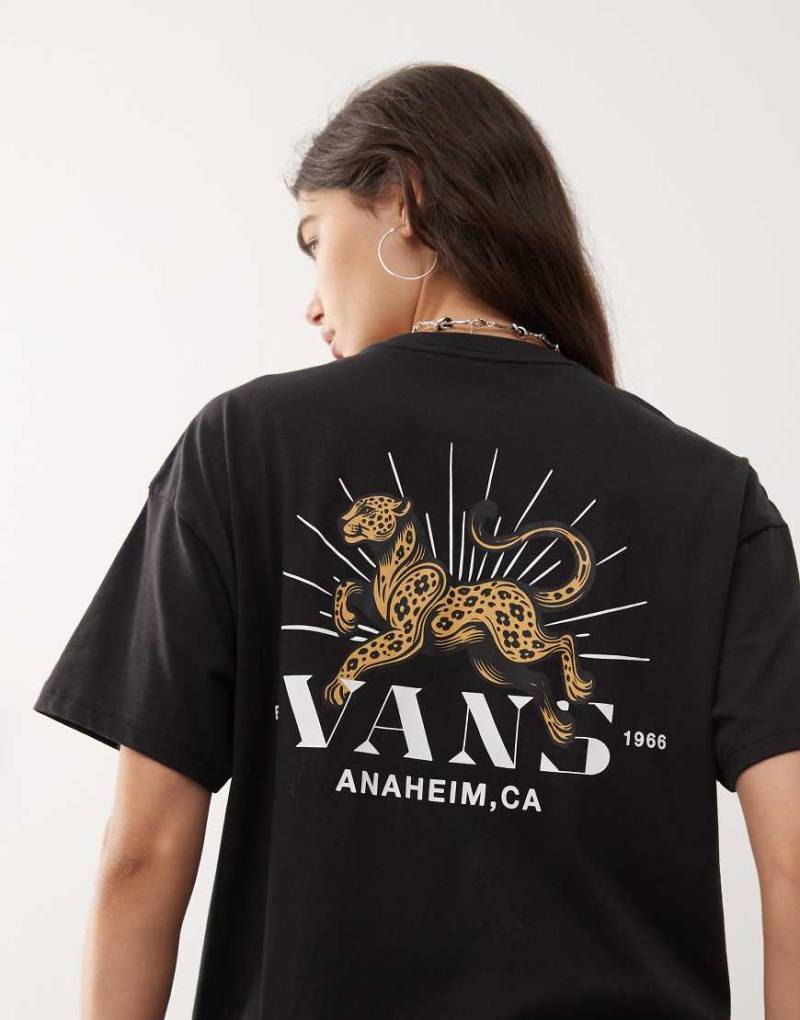 Vans - Oversize-T-Shirt in Schwarz mit Leoparden-Palmen-Print von Vans