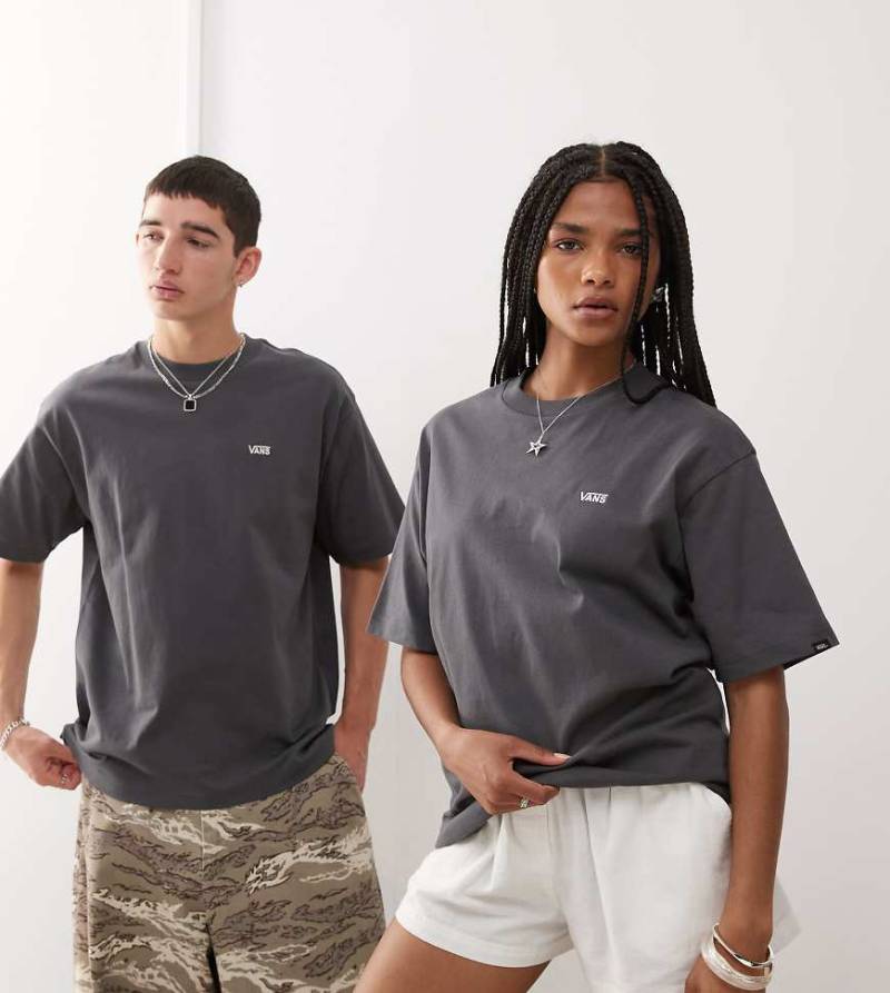 Vans - Oversize-T-Shirt mit Logo auf der linken Brust in Dunkelgrau, exklusiv bei ASOS von Vans