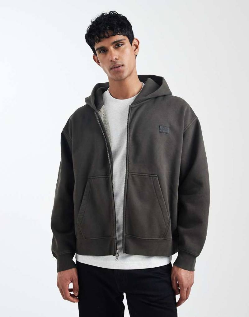 Vans - Premium - Kapuzenjacke in verblasstem Schwarz mit durchgehendem Reißverschluss von Vans