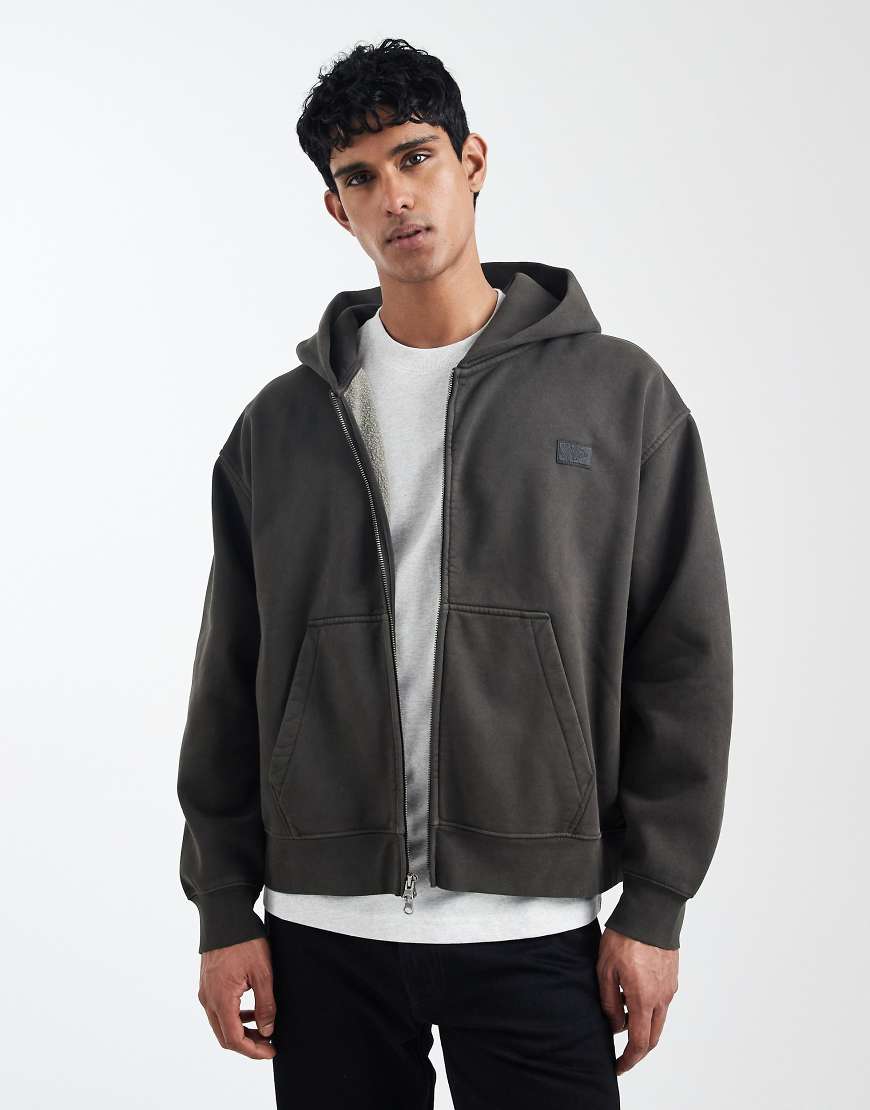 Vans - Premium - Kapuzenjacke in verblasstem Schwarz mit durchgehendem Reißverschluss von Vans