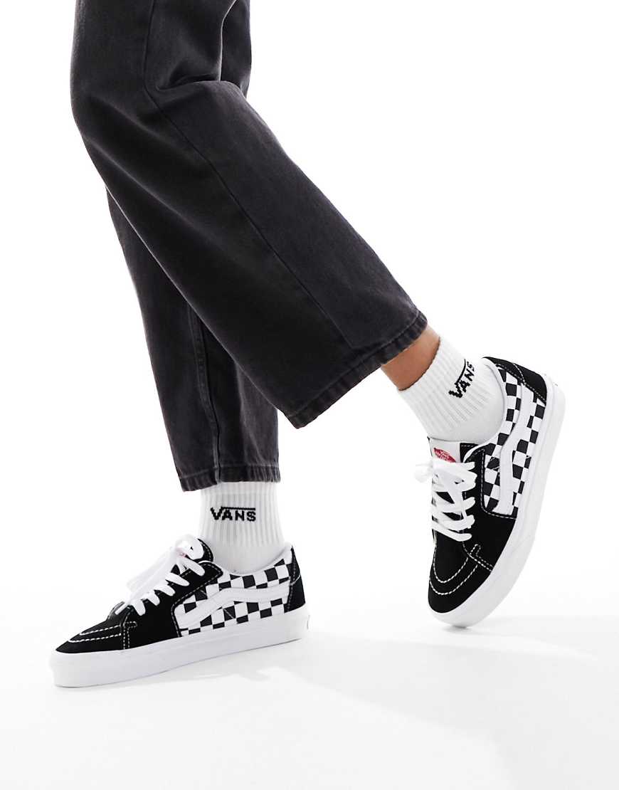 Vans - SK8 - Niedrig geschnittene Sneaker in Schwarz mit Schachbrettmuster von Vans