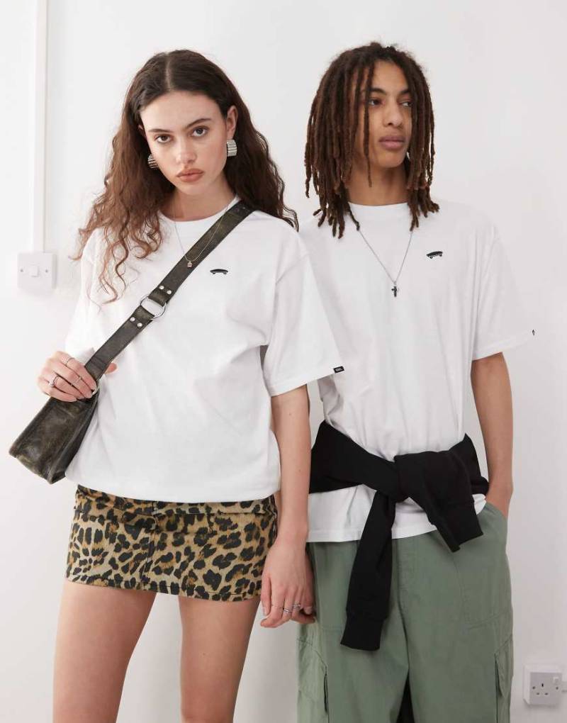 Vans - Salton - Oversize-T-Shirt in Weiß mit Skateboard-Logo auf der linken Brust von Vans