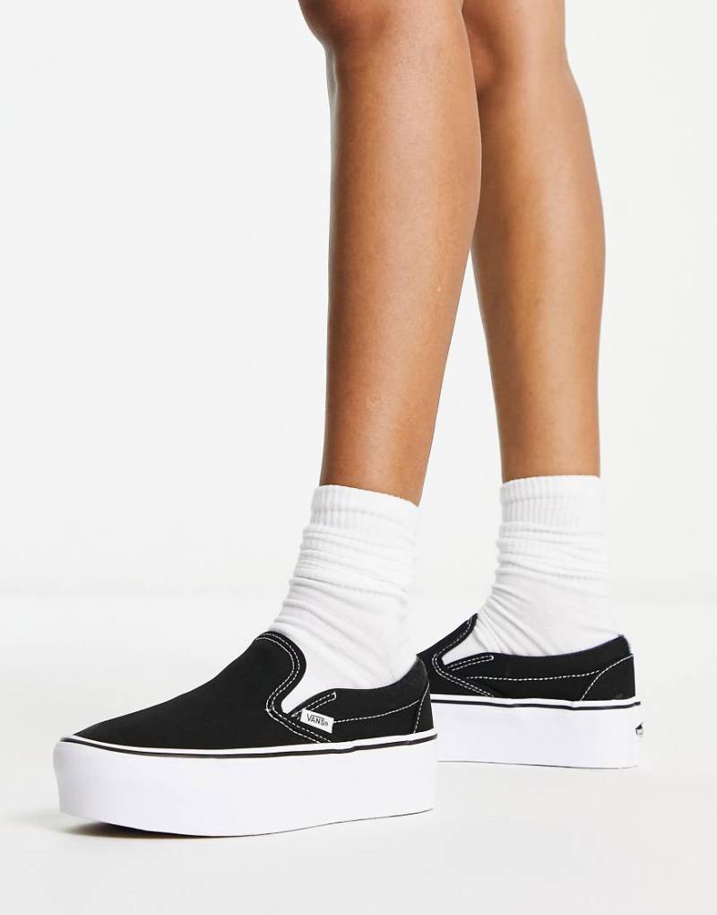 Vans - Slip-on Stackform - Sneaker in Schwarz und Weiß-Bunt von Vans