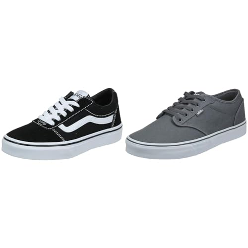 Vans Herren Atwood Sneaker, (Canvas) Pewter/White, 44 EU Damen Doheny Schwarz ((Canvas) Black/Black 186), 38.5 von Vans