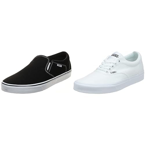 Vans Herren Asher Sneaker, Schwarz Canvas Black White, 44 EU Damen Doheny ((Canvas) Black/Black 186), 40 von Vans