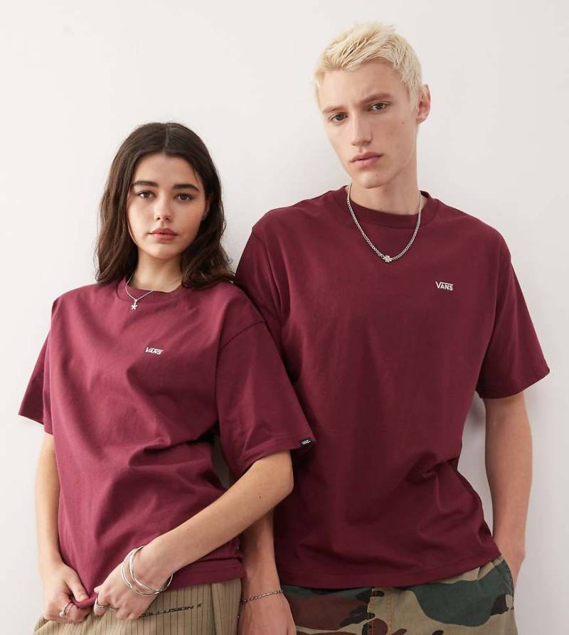 Vans - Oversize-T-Shirt in Burgunderrot mit Logo auf der linken Brust, exklusiv bei ASOS von Vans