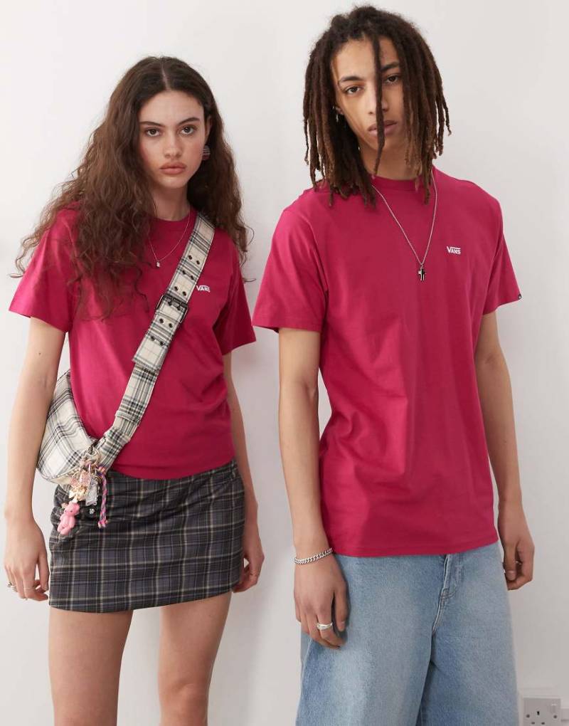 Vans - T-Shirt in Kastanienbraun mit Logo auf der linken Brust und normaler Passform-Rot von Vans