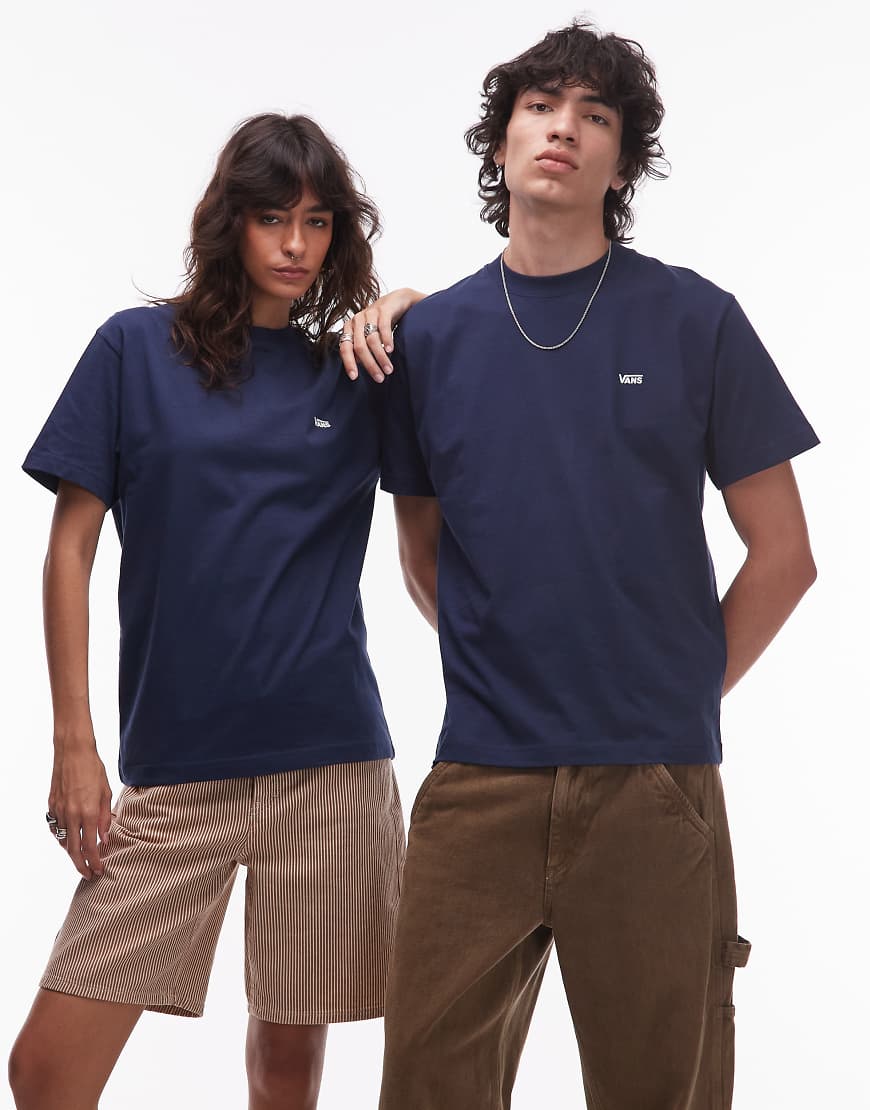 Vans - T-Shirt in Marineblau mit Logo auf der linken Brust und normaler Passform Vans - T-Shirt in Marineblau mit Logo auf der linken Brust und normaler Passform von Vans