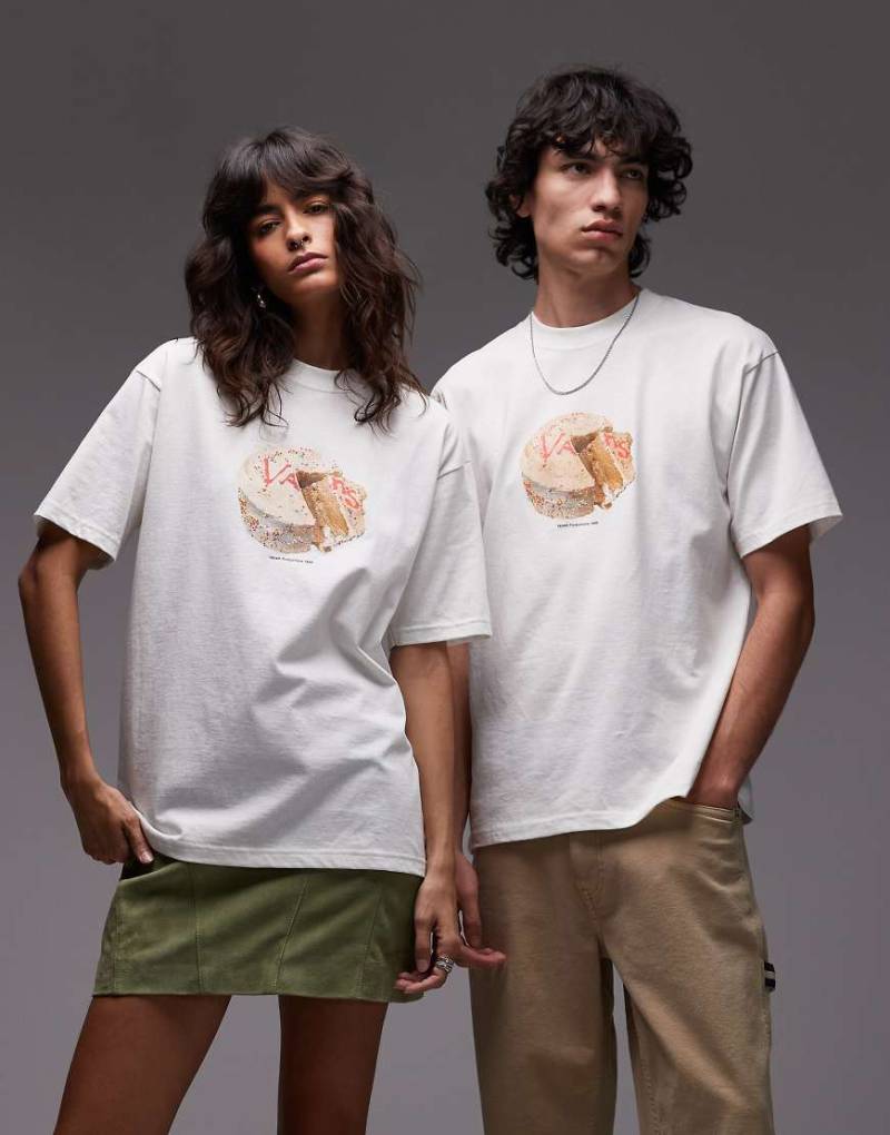 Vans - T-Shirt in Weiß mit mittigem Torten-Print von Vans