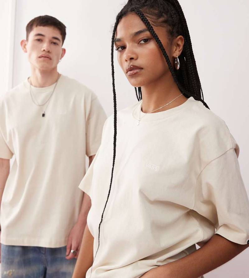 Vans - Oversize-T-Shirt in Beige mit Logo auf der linken Brust, exklusiv bei ASOS-Braun von Vans