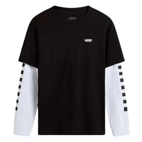 Vans Unisex Kinder Long Check Twofer Boys T-Shirt, Schwarz-Schwarz, 12-14 Years von Vans