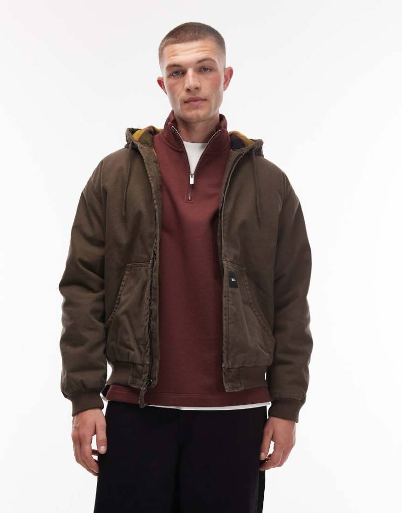 Vans - Workwear - Workwear-Jacke aus Canvas in Braun mit durchgehendem Reißverschluss-Brown von Vans
