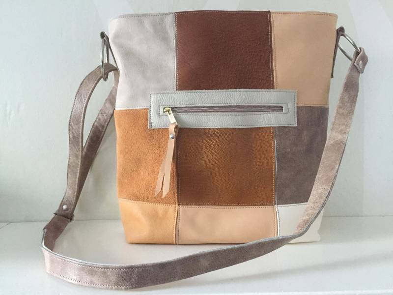 Patchwork-Leder-Umhängetasche Vanstoel#224 Braun Beige Patchwork-Leder-Umhängetasche Vanstoel#224 Braun Beige von Vanstoel