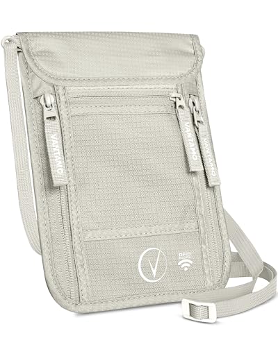 Vantamo Umhängeetui und Reisepasshülle, RFID-geschützt, Reisepasshülle für Damen und Herren, Wolkengrau von Vantamo