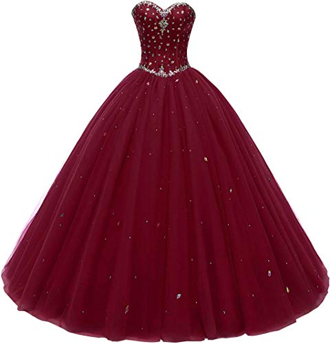 Vantexi Damen Elegante Formellen Abendkleid Ballkleider Perlen Abschlussball Kleid Festkleider Burgund Größe 52 von Vantexi