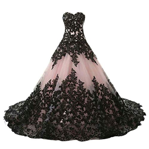 Vantexi Damen Elegante Lange Spitze Formellen Abendkleid Ballkleider Gotisch Brautkleider Hochzeitskleider Rosa Größe 52 von Vantexi