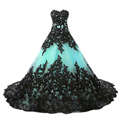 Vantexi Damen Elegante Lange Spitze Formellen Abendkleid Ballkleider Gotisch Brautkleider Hochzeitskleider Türkis Größe 46 von Vantexi