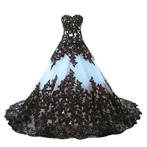 Vantexi Damen Elegante Lange Spitze Formellen Abendkleid Ballkleider Gotisch Brautkleider Hochzeitskleider Weiß Größe 38 von Vantexi