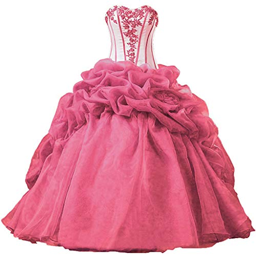 Vantexi Damen Elegante Liebsten Rüschen Organza Abendkleid Ballkleid Festkleider Koralle Größe 56 von Vantexi