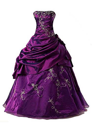 Vantexi Damen Formales TAFT Abschlussball Kleid Ballkleid Quinceanera Kleider Lila Größe 42 von Vantexi