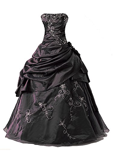 Vantexi Damen Formales TAFT Abschlussball Kleid Ballkleid Quinceanera Kleider Schwarz Größe 50 von Vantexi