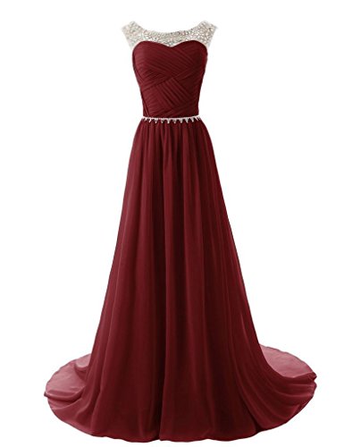 Vantexi Damen Glitzer Formale Abendkleid Ballkleid Chiffon Lange Kleider Burgund Größe 40 von Vantexi
