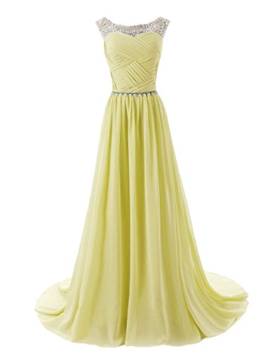 Vantexi Damen Glitzer Formale Abendkleid Ballkleid Chiffon Lange Kleider Gelb Größe 40 von Vantexi