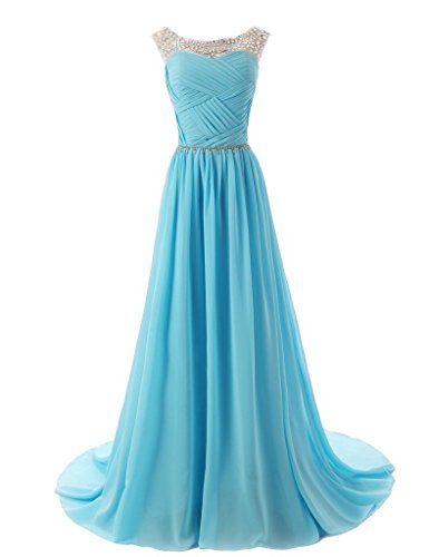 Vantexi Damen Glitzer Formale Abendkleid Ballkleid Chiffon Lange Kleider Hellblau Größe 48 von Vantexi