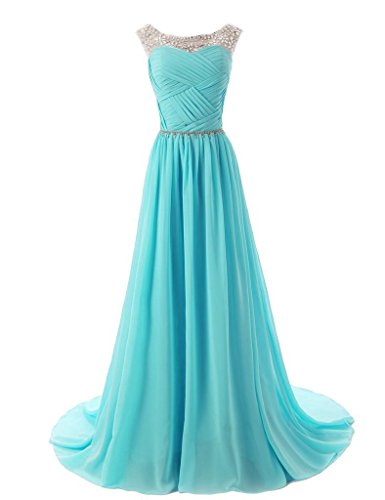 Vantexi Damen Glitzer Formale Abendkleid Ballkleid Chiffon Lange Kleider Türkis Größe 36 von Vantexi