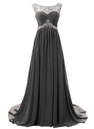 Vantexi Damen Glitzer Kristall Lang Chiffon Formale Abendkleid Ballkleider Schwarz Größe 50 von Vantexi