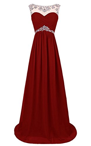 Vantexi Damen Kristall Chiffon Langes Party Ballkleid Abendkleider Burgund Größe 60 von Vantexi