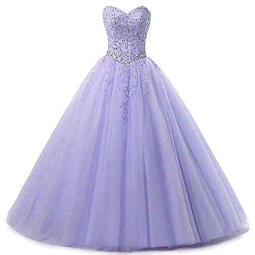 Vantexi Damen Lang Tüll Promkleid Ballkleid Brautkleider Abschlussball Kleider Lavendel Größe 38 von Vantexi