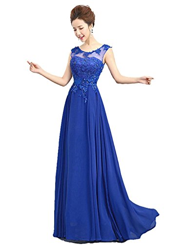 Vantexi Damen Langes Spitze Abendkleid Promkleid Abschlussballkleider Blau Größe 38 von Vantexi