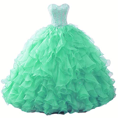 Vantexi Damen Liebsten Organza Formellen Abendkleider Ballkleider Quinceanera Kleider Minze Größe 42 von Vantexi